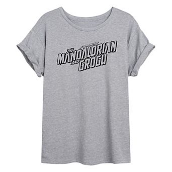 Juniors' Star Wars The Mandalorian & Grogu Logo Oversized Tee