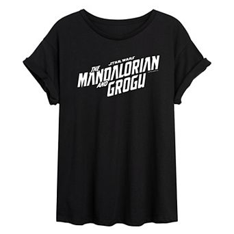 Juniors' Star Wars The Mandalorian & Grogu Oversized Tee