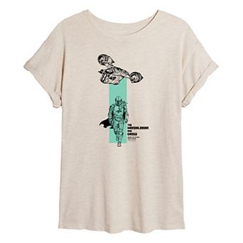 Juniors' Star Wars The Mandalorian & Grogu Oversized Tee