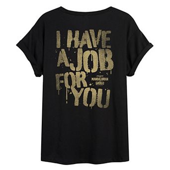 Juniors' Star Wars The Mandalorian & Grogu I Have A Job For You Oversized Tee