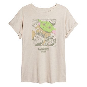 Juniors' Star Wars The Mandalorian & Grogu Oversized Tee