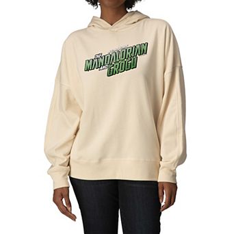 Women's Star Wars The Mandalorian & Grogu Logo Oversized Fleece Crew Sweatshirt