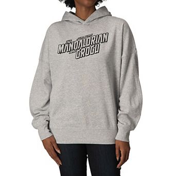 Women's Star Wars The Mandalorian & Grogu Logo Oversized Fleece Hoodie Sweatshirt