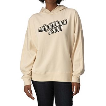 Women's Star Wars The Mandalorian & Grogu Logo Oversized Fleece Hoodie Sweatshirt