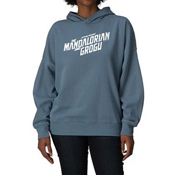 Women's Star Wars The Mandalorian & Grogu Logo Oversized Fleece Hoodie Sweatshirt