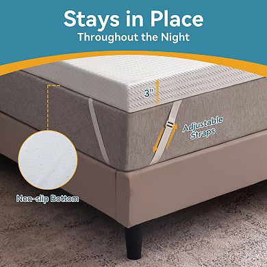 Opoiar 3-Inch Cooling Gel Memory Foam Mattress Topper with Removable Cover