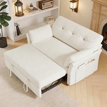 Opoiar 3-in-1 Chenille Sleeper Sofa with Pull-Out Bed and Reclining Backrest