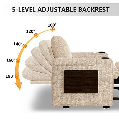Opoiar 65.5" 4-in-1 Chenille Sleeper Sofa Bed with Adjustable Backrest and USB Charging