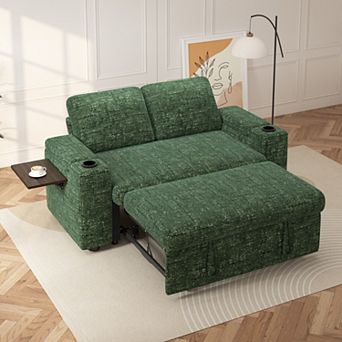Opoiar 65.5" 4-in-1 Chenille Sleeper Sofa Bed with Adjustable Backrest and USB Charging
