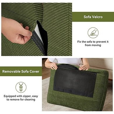 Opoiar 65.4" Corduroy Loveseat Sofa, Comfy Small Couch with Spring Cushions