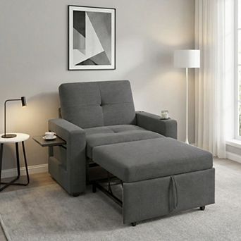 Opoiar 42.5" 3-in-1 Sleeper Chair Bed with Pull-Out, Adjustable Backrest, USB, Cup Holde