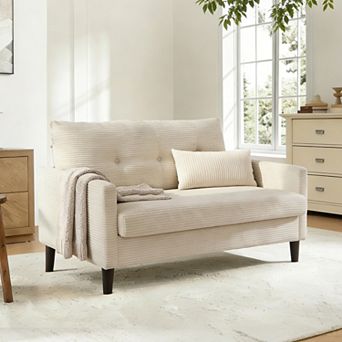 Opoiar 50-Inch Corduroy Loveseat Sofa with 24-Inch Deep Seat and Solid Wood Frame