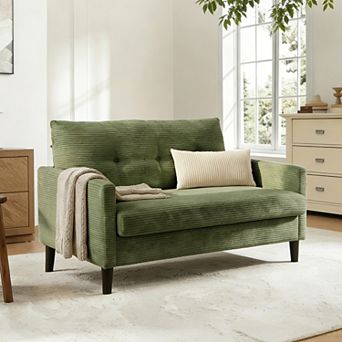 Opoiar 50-Inch Corduroy Loveseat Sofa with 24-Inch Deep Seat and Solid Wood Frame