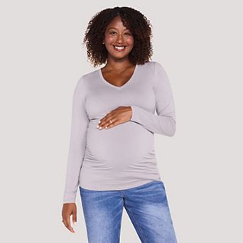Maternity Motherhood® Side Ruched Short Sleeve V-Neck Tee