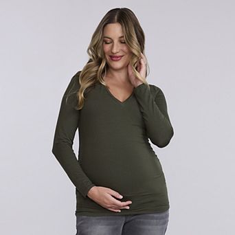 Maternity Motherhood® Side Ruched Short Sleeve V-Neck Tee