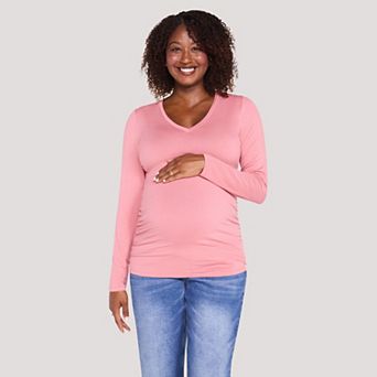 Maternity Motherhood® Side Ruched Short Sleeve V-Neck Tee