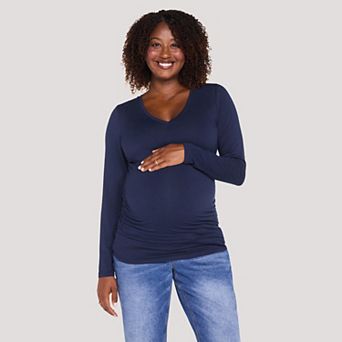 Maternity Motherhood® Side Ruched Short Sleeve V-Neck Tee
