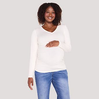 Maternity Motherhood® Side Ruched Short Sleeve V-Neck Tee