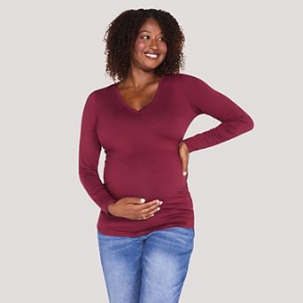 Maternity Motherhood® Side Ruched Short Sleeve V-Neck Tee