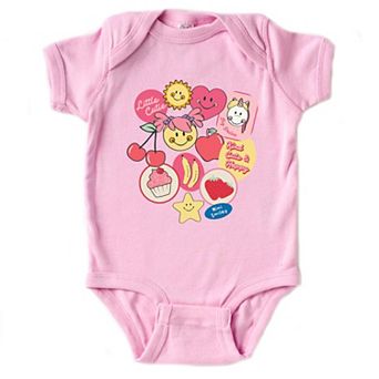 Mini Smiley Little Cutie Fruit Stickers - Baby Short Sleeve Graphic Bodysuit