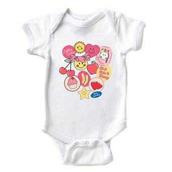 Mini Smiley Little Cutie Fruit Stickers - Baby Short Sleeve Graphic Bodysuit