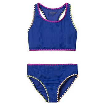 Girls 2-16 Lands' End Chlorine Resistant Embroidered 2 pc Bikini Swimsuit Set