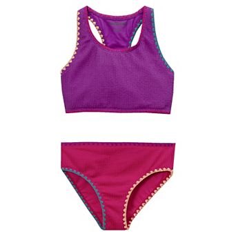 Girls 2-16 Lands' End Chlorine Resistant Embroidered 2 pc Bikini Swimsuit Set