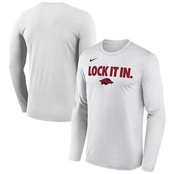 Men's Nike White Arkansas Razorbacks 2026 On-Court Bench Long Sleeve T-Shirt