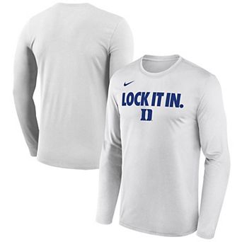 Men's Nike White Duke Blue Devils 2026 On-Court Bench Long Sleeve T-Shirt