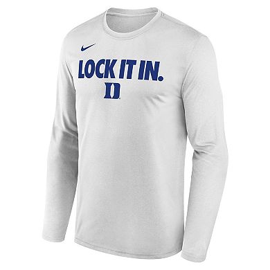 Men's Nike White Duke Blue Devils 2026 On-Court Bench Long Sleeve T-Shirt
