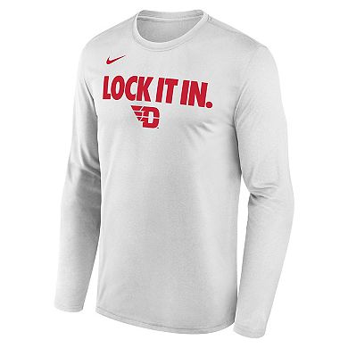 Men's Nike White Dayton Flyers 2026 On-Court Bench Long Sleeve T-Shirt
