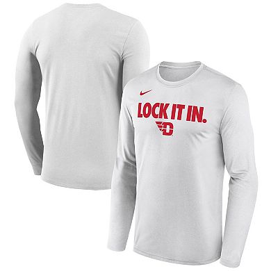 Men's Nike White Dayton Flyers 2026 On-Court Bench Long Sleeve T-Shirt