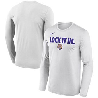 Men's Nike White LSU Tigers 2026 On-Court Bench Long Sleeve T-Shirt