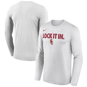 Men's Nike White USC Trojans 2026 On-Court Bench Long Sleeve T-Shirt