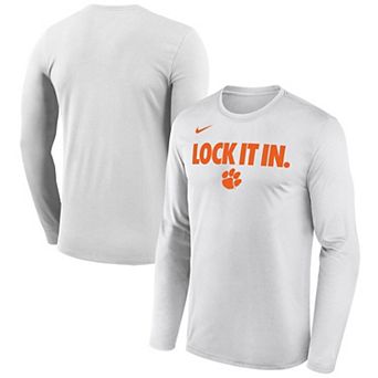 Men's Nike White Clemson Tigers 2026 On-Court Bench Long Sleeve T-Shirt