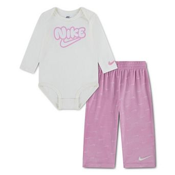 Newborn Baby Girl Nike Dream Float Bodysuit & Velour Pants 2 pc Set