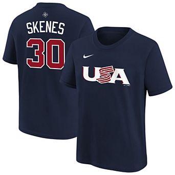 Youth Nike Paul Skenes Navy USA Baseball 2026 World Baseball Classic Name & Number T-Shirt