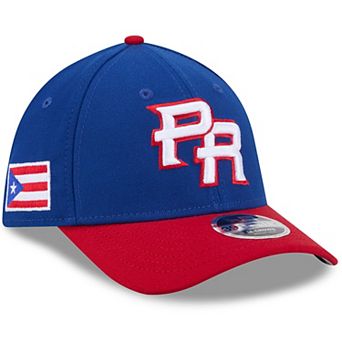 Men's New Era Blue/Red Puerto Rico Baseball 2026 World Baseball Classic M-Crown 39THIRTY Flex Hat