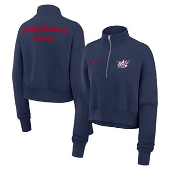 Women's Nike Navy USA Baseball 2026 World Baseball Classic Phoenix Fleece Half-Zip Sweatshirt