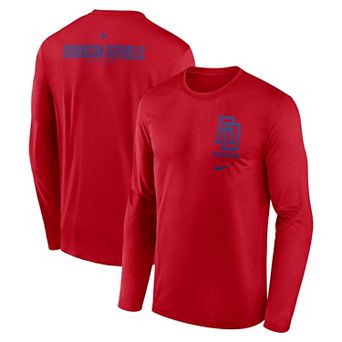 Men's Nike Red Dominican Republic Baseball 2026 World Baseball Classic Legend Dri-FIT Long Sleeve T-Shirt