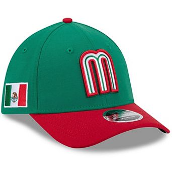 Men's New Era Green/Red Mexico Baseball 2026 World Baseball Classic M-Crown 39THIRTY Flex Hat