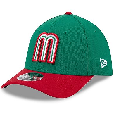Men's New Era Green/Red Mexico Baseball 2026 World Baseball Classic M-Crown 39THIRTY Flex Hat