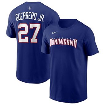 Men's Nike Vladimir Guerrero Jr. Royal Dominican Republic Baseball 2026 World Baseball Classic Name & Number T-Shirt