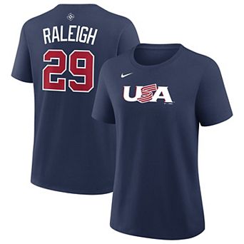 Women's Nike Cal Raleigh Navy USA Baseball 2026 World Baseball Classic Name & Number T-Shirt