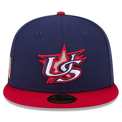 Men's New Era Navy/Red USA Baseball 2026 World Baseball Classic 59FIFTY Fitted Hat