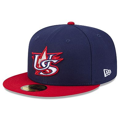 Men's New Era Navy/Red USA Baseball 2026 World Baseball Classic 59FIFTY Fitted Hat