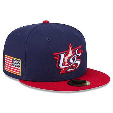 Men's New Era Navy/Red USA Baseball 2026 World Baseball Classic 59FIFTY Fitted Hat