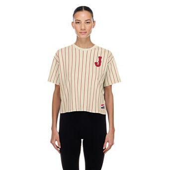 Women's New Era Cream Japan Baseball 2026 World Baseball Classic Mesh Back Pinstripe Boxy T-Shirt