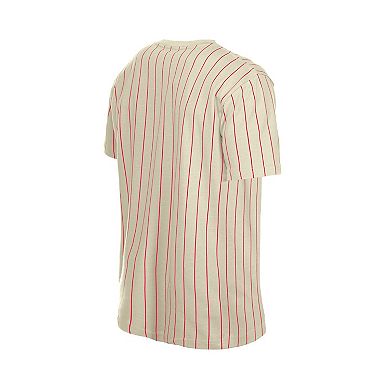 Men's New Era Cream Japan Baseball Throwback Meshback Pinstripe T-Shirt