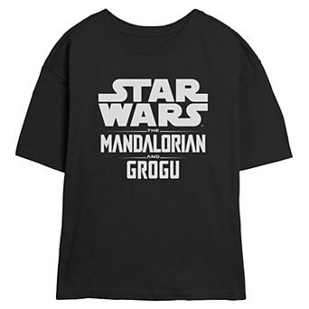 Juniors' The Mandalorian & Grogu Graphic Short Sleeve Skimmer Tee